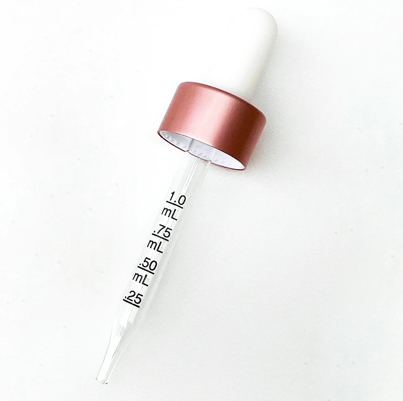 4 oz Empty Silicon Glass Pasteur Pipettes Glass Eye Droppers White Matte Gold Glass Dropper with 22-400 neck finish