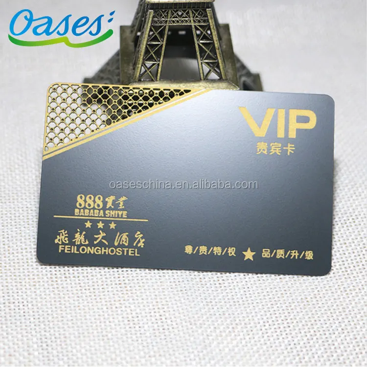 Customized Unique Black Metal VIP Business Card With Gold Logo
