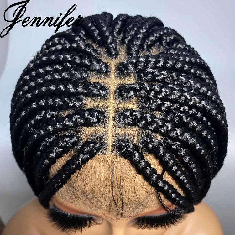 Jennifer Synthetic Full Lace Wig Braided Wigs For Black Women Crochet Box Wig Braid 36 Inches Braiding Hair Knotless
