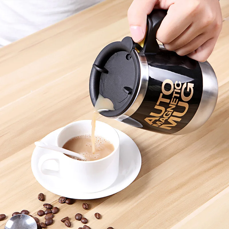 RTS High quality wholesale double wall stainless steel electric auto mixing coffee mugs with Battery automatic stirring
