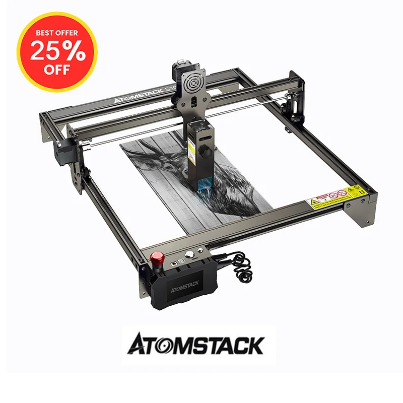 In Stock ATOMSTACK S10 PRO Fiber Wood Jewelry Pipe Laser Engraving Machines Cutting X7 PRO 50W CNC Metal Engraving Machinery