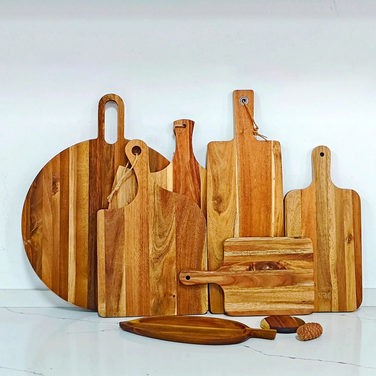 Small Mini Organic Acacia Wood Chopping Board Bamboo Cutting Board For Kitchen Wood Plate for Restaurant and Coffee Shop