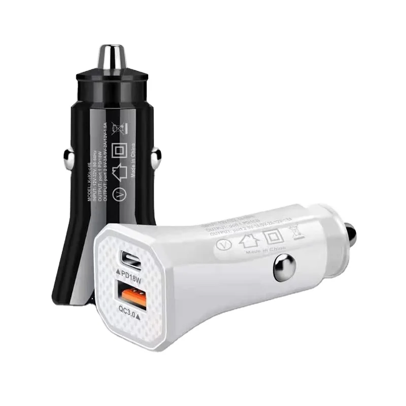 Автомобильные аксессуары Smart Portable Dual USB автомобильный адаптер PD Mini Автомобильное зарядное устройство 18 Вт QC3.0 PD двойной порт Универсальный USB C адаптер для зарядки