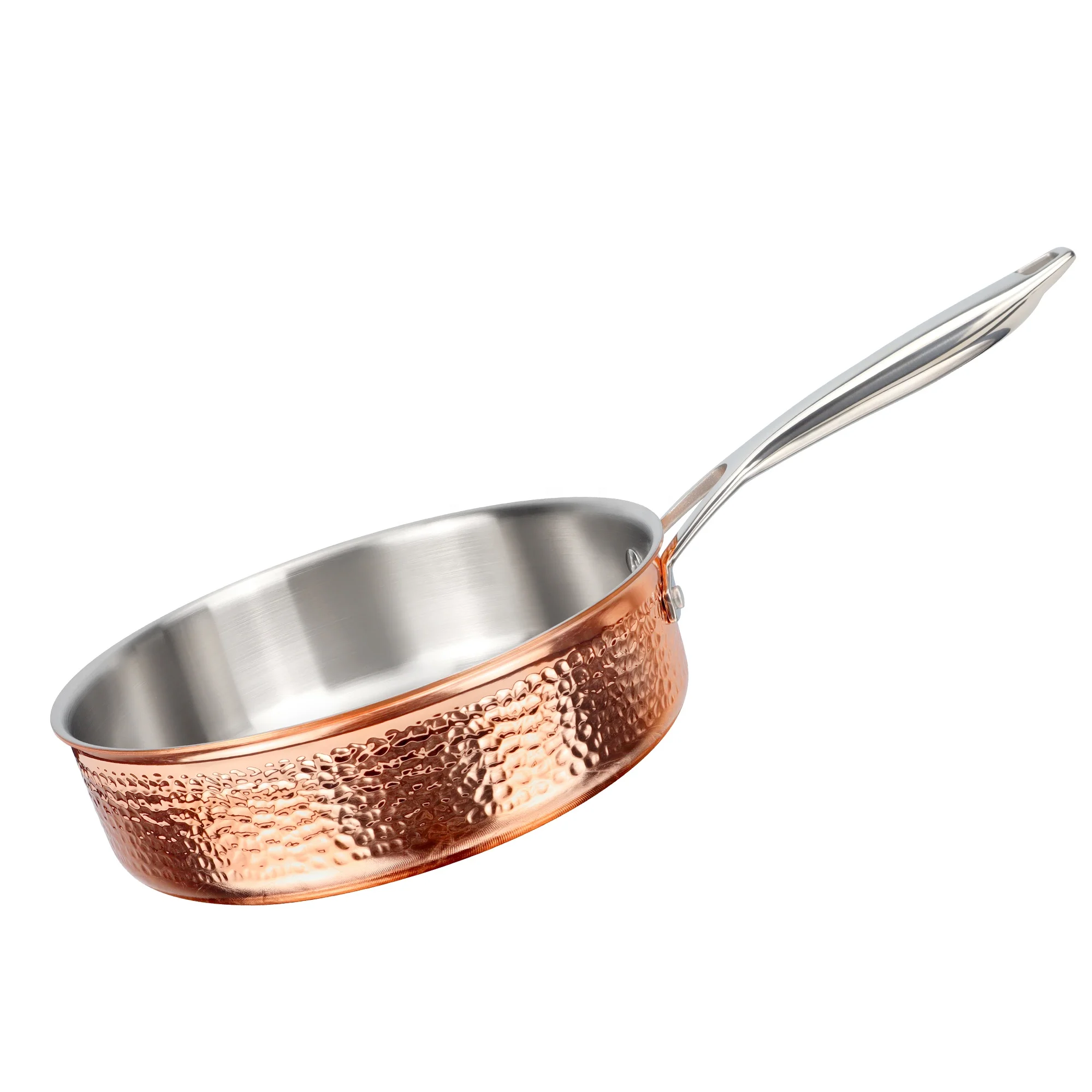 Best Selling Luxury Cookware Induction Frypan 3-Ply Stainless Steel Frying Pan With Hammered Design