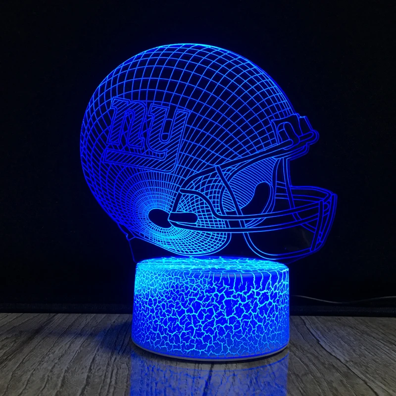Football Helmet Light Touch Control New York Giants Football Team Light Lamp 7 Color Changing Touch Light