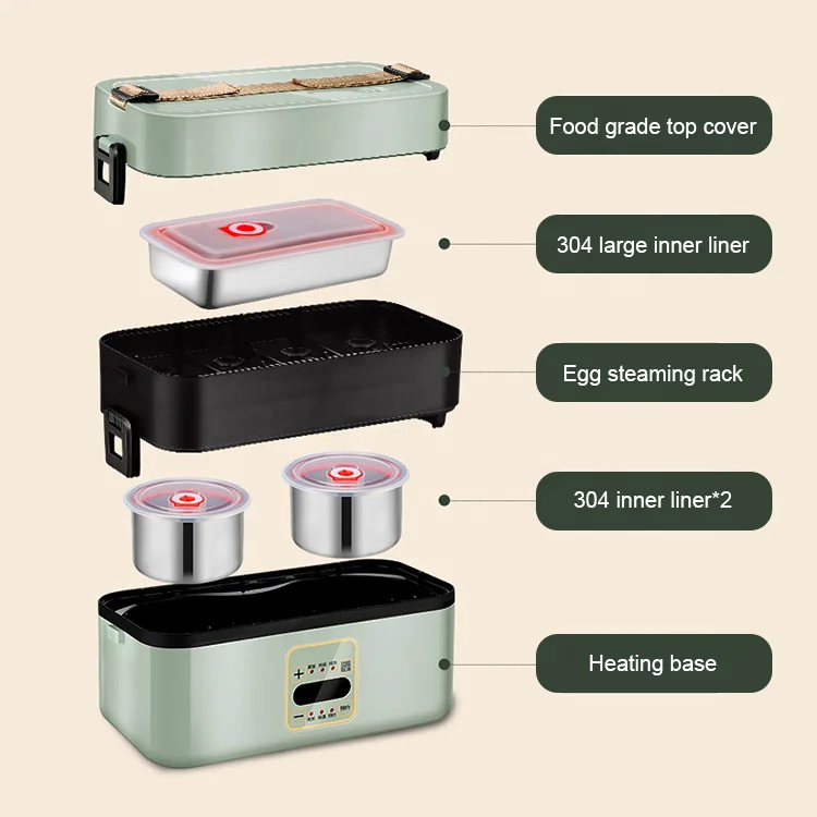 New Adult 304 Stainless Steel Multifunctional Heated Bento Lunch Box Electric Lunch Box Food Warmer For Office