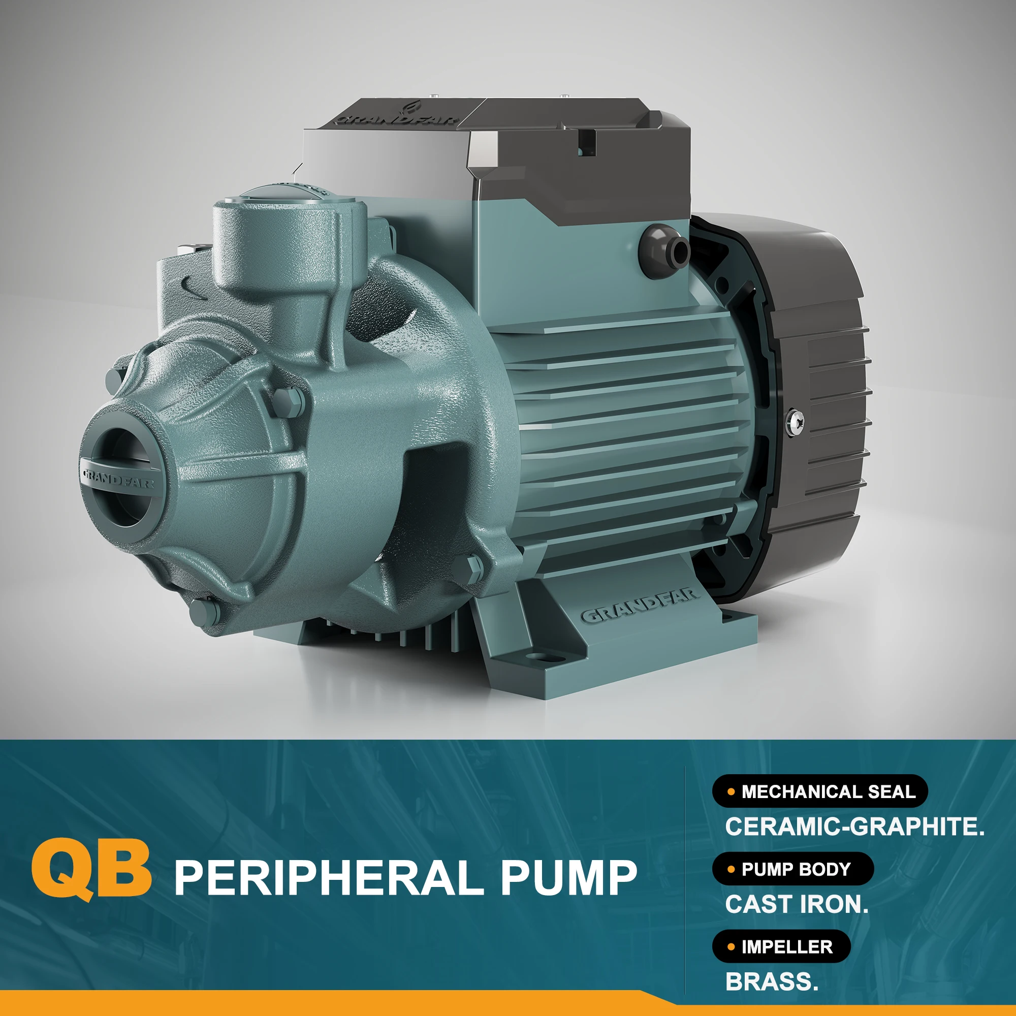 GRANDFAR Customized Hot Sale Wholesale Vortex Boiling Water Pump 0.55kw 48M Max Head QB 70 Electric Peripheral Pump