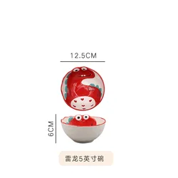 ZC OEM Colorful bowls creative personality Ceramic Tableware cute dinosaur fruit bowls Children dishes set plates dinnerware