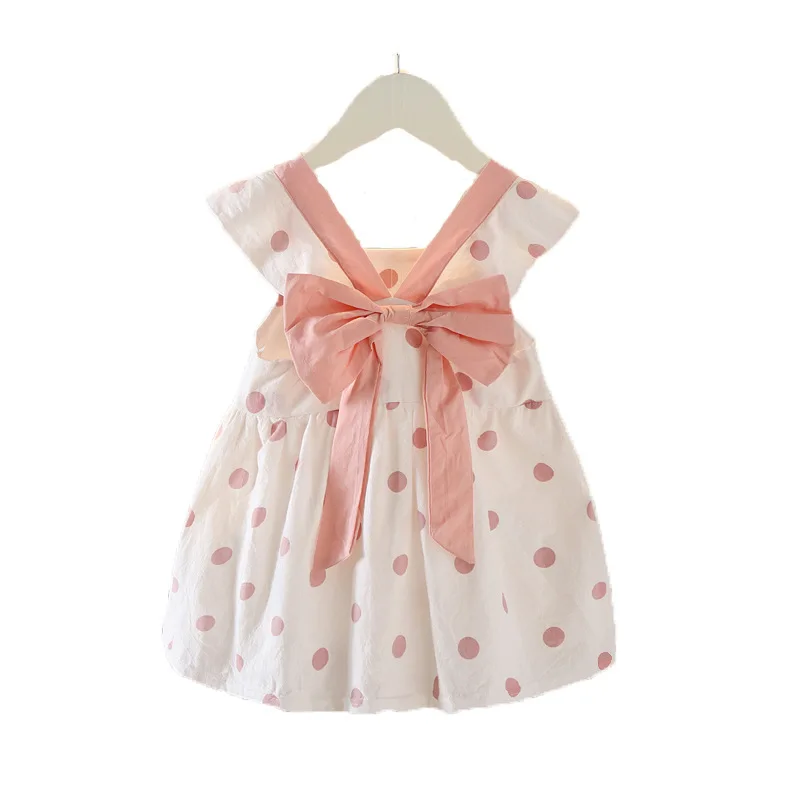 New and Trending Kids Girls Summer Backless Bowknot Dot Princess Dress