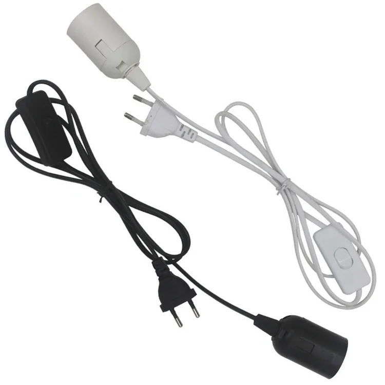 Anti-Slip Metal Desktop Lamp Base 180cm Cord E27 E26 Base Holder with on/off Switch, EU AU BS US Plug Screw Base Table Lamp