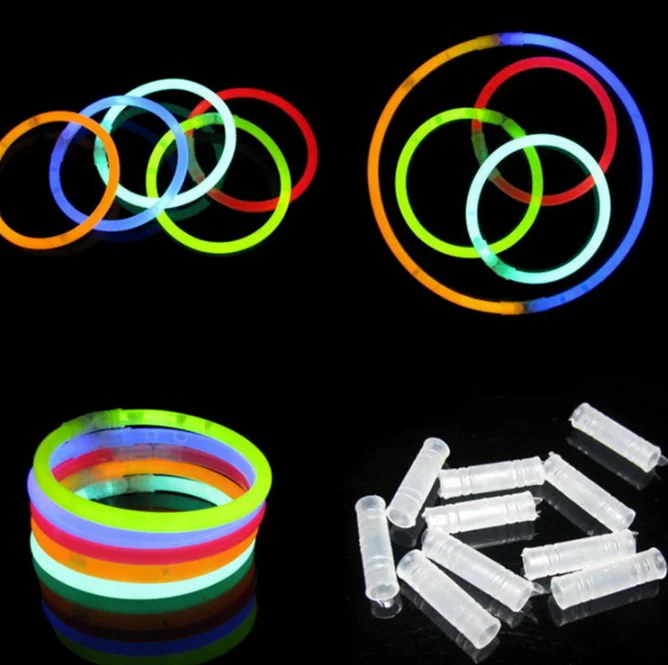 100pcs/box Glow Sticks Toys 8 Inch Luminous Bracelet With Connectors Glow in the Dark Neon Party Supplies For Children and Adult