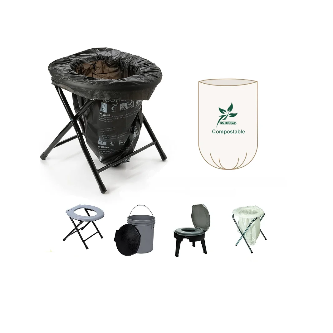 cornstarch based certified biodegradable compostable non plastic camping toilet trash garbage bag on roll