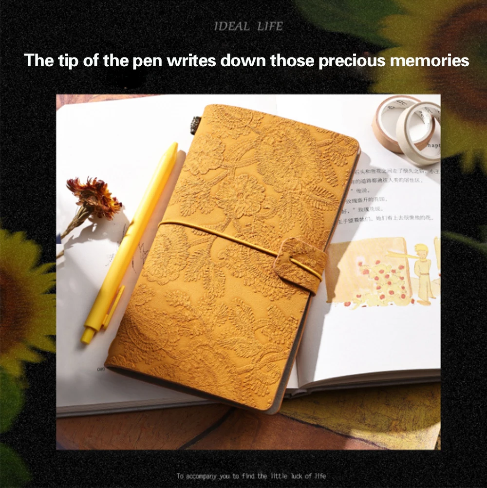 Customized Journal Books Engraved Lace Kraft Paper Inner Page Environmental Protection Office Memo / Student Notepad