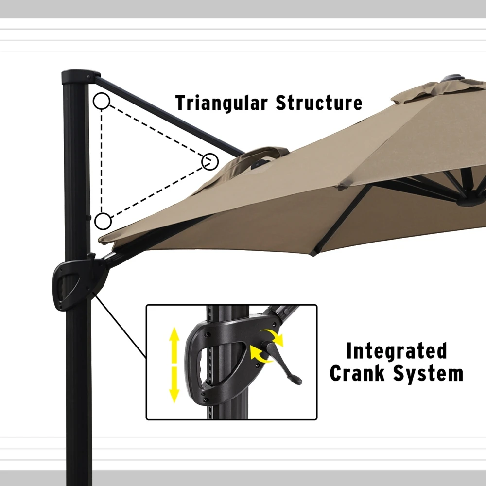 Support Dropshipping Title Adjustable Wheat Sun Rain Large Patio Umbrella Base Cantilever Umbrella With Base Included