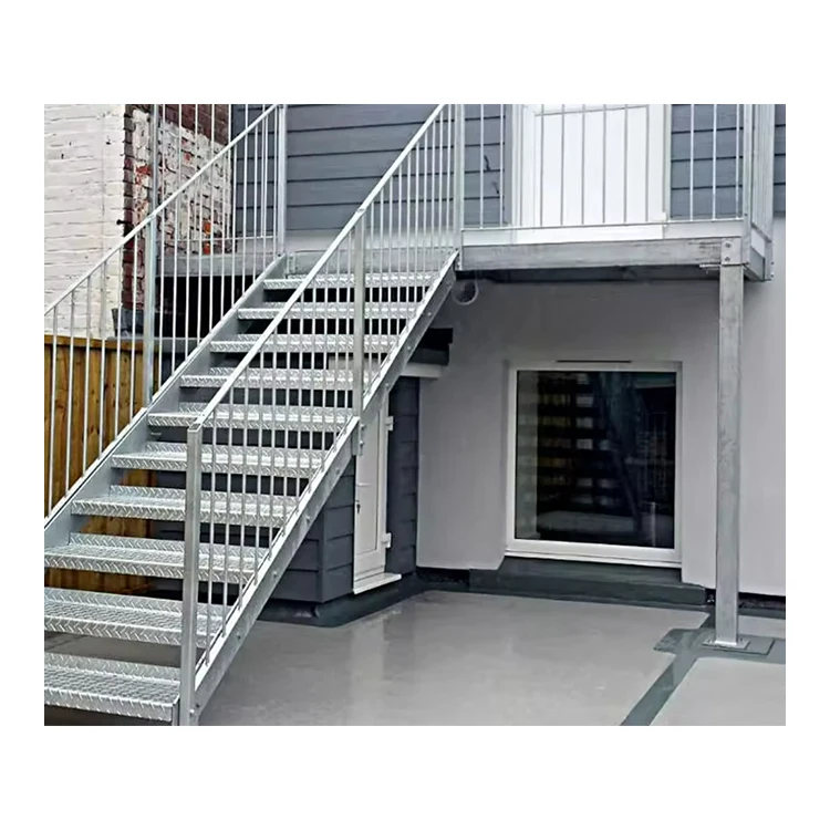Manufacturer prefabricated Indoor/outdoor staircase exterior/ interior galvanized steel stringer metal steel stairs