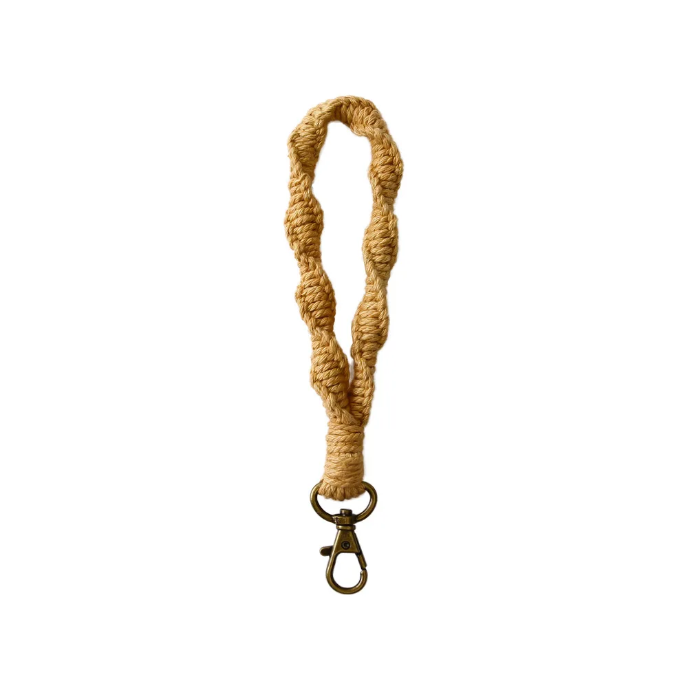 Hand-made Knitting Bohemia Luxury Strap Tassel Macrame Fabric Custom keychain AccessoriesMacrame Tassel Wristlet Key Chain Craft