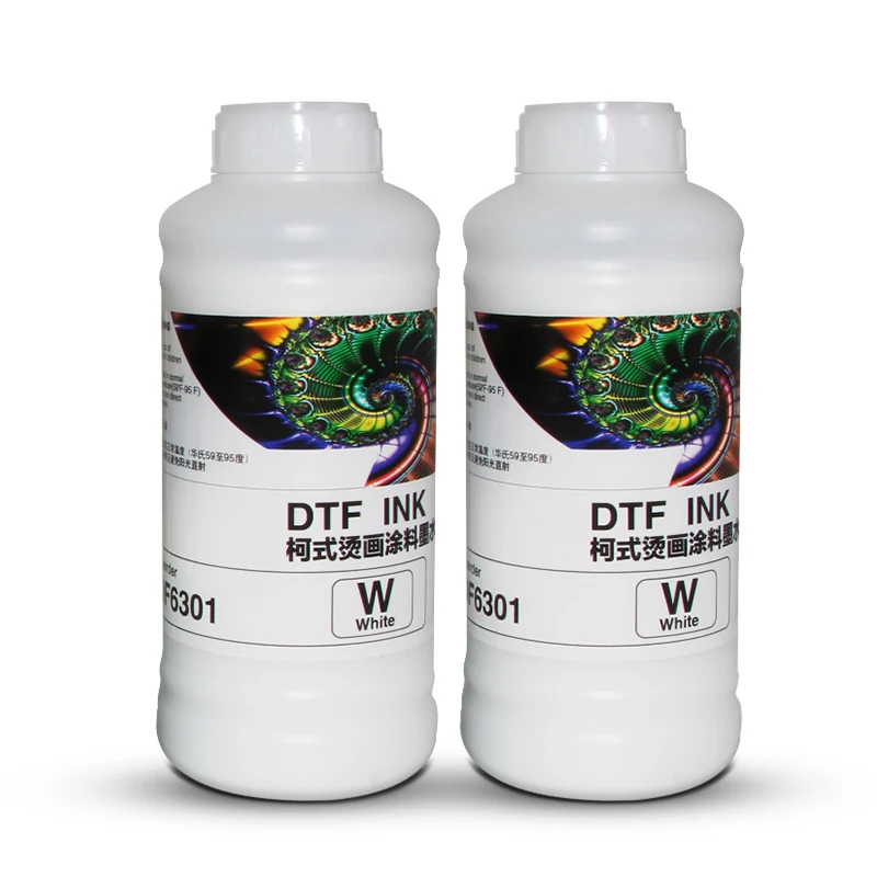 High quality Digital textile pigment inkjet ink CMYKW for DTF printing machine use on L1800 and 4720/i3200 print head