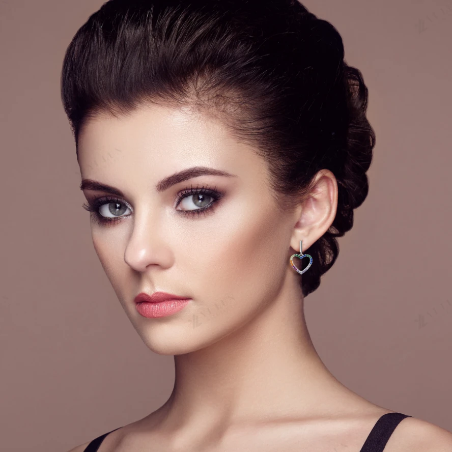 YL 925 Sterling Silver Earrings Necklace Set Rainbow Diamond Cubic Zircon Fashion Jewelry Luxury Jewelry Sets for Women