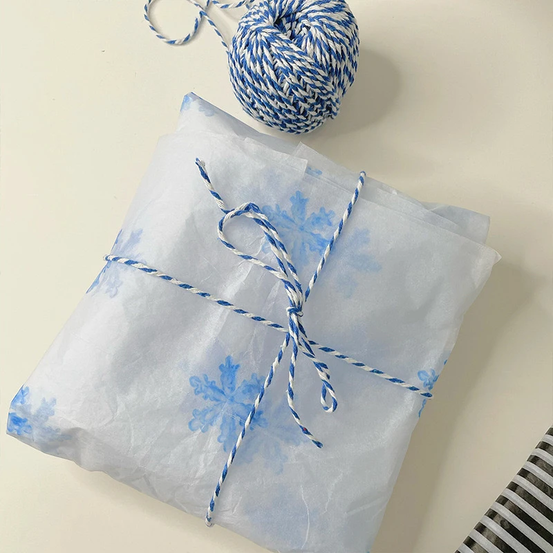 2024 High Quality Custom Thin White Tissue Wrapping Paper Packing with Blue Logo printed for tshirt