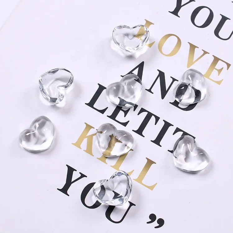 Wholesale 18*22mm Water Ripple Heart-shaped Transparent Glass Cabochons Jewelry Diy Accessories