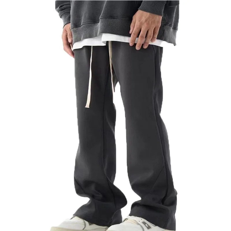 Индивидуальные мужские осенние высококачественные однотонные спортивные брюки с карманами и шнурком повседневные хлопковые уложенные для мужчин