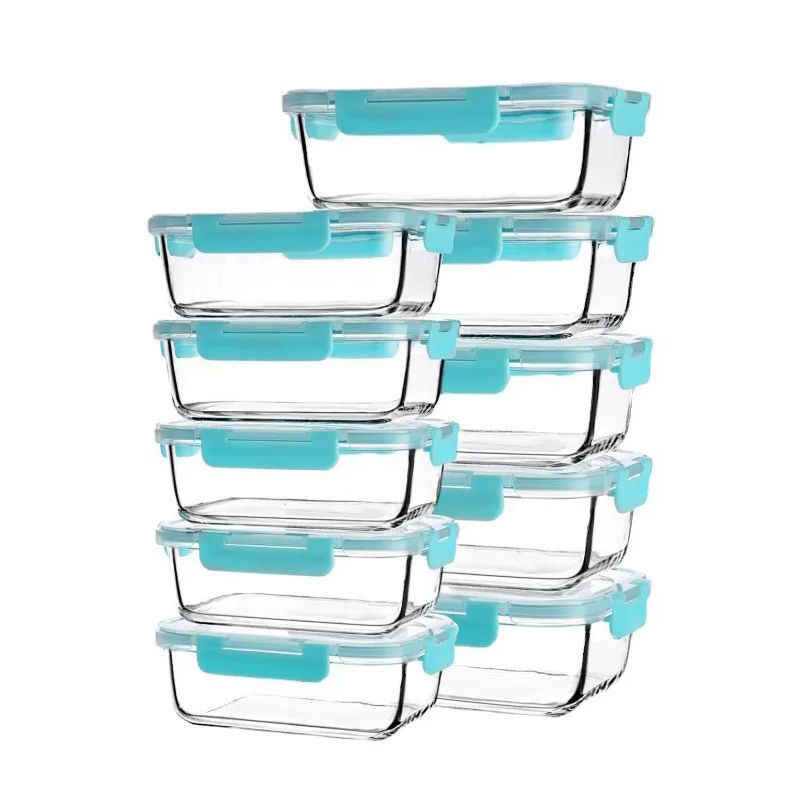 High Quality Plastic Microwave Heating Buckle Glass Lunch Box Food Container Special Office Workers 12-Piece Set