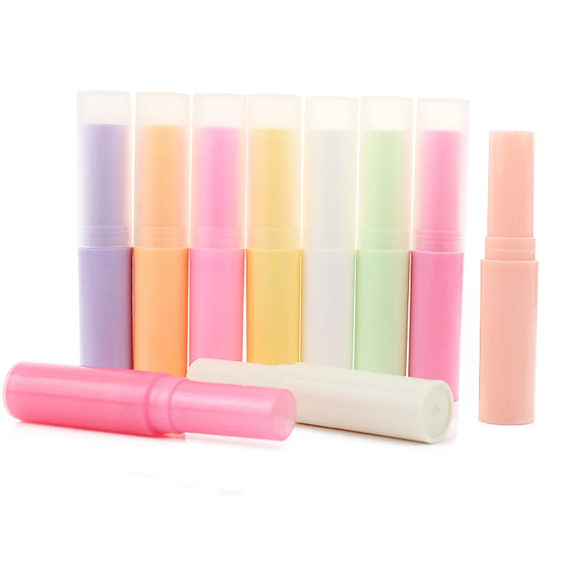 4g Empty Lip Balm Tube DIY Lipstick Color Lip Balm PP Container Vial White Pink Beige Green Cosmetic Screen Printing Plastic
