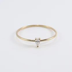Minimalist 14K 18K Jewelry AU585 AU750 Custom Thin Band Diamonds Round Marquise Pear Light Weight Solid Gold Ring For Women