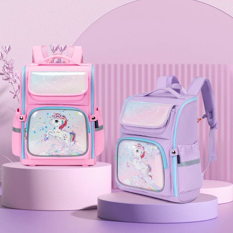 Factory 3D backpanel school trolley bag  for grade 3-6 primary school bag cute unicorn cartoon design bagpack