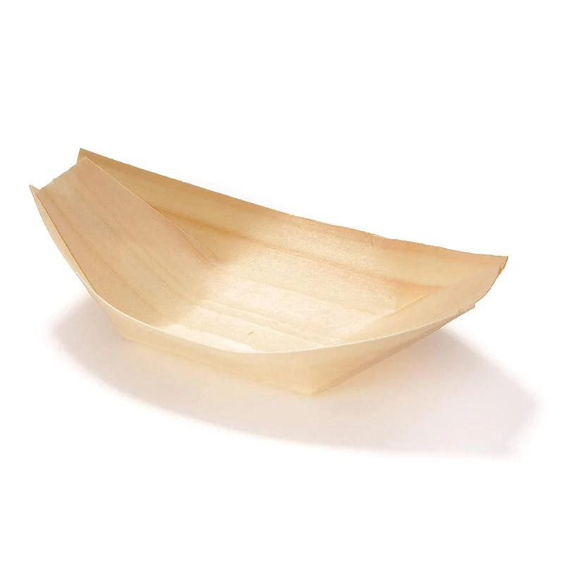 Japanese Boat Boat Type Plates of Eco-friendly Wooden Sushi Takeout Boat for Sushi Disposable Sushi Tools Wood for Food