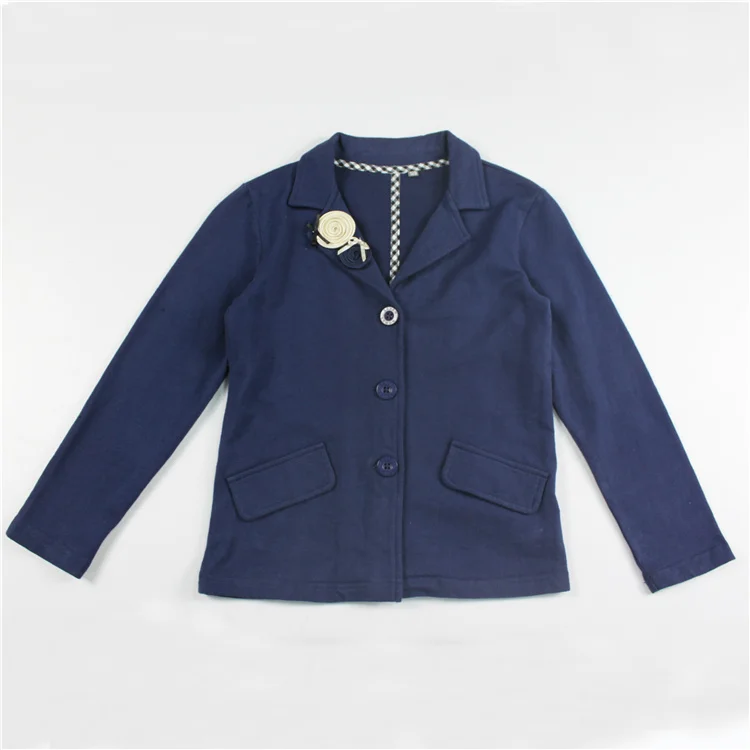 
Hot Selling Cheap Custom Navy 100% Cotton Terry High Quality Girls Suit 
