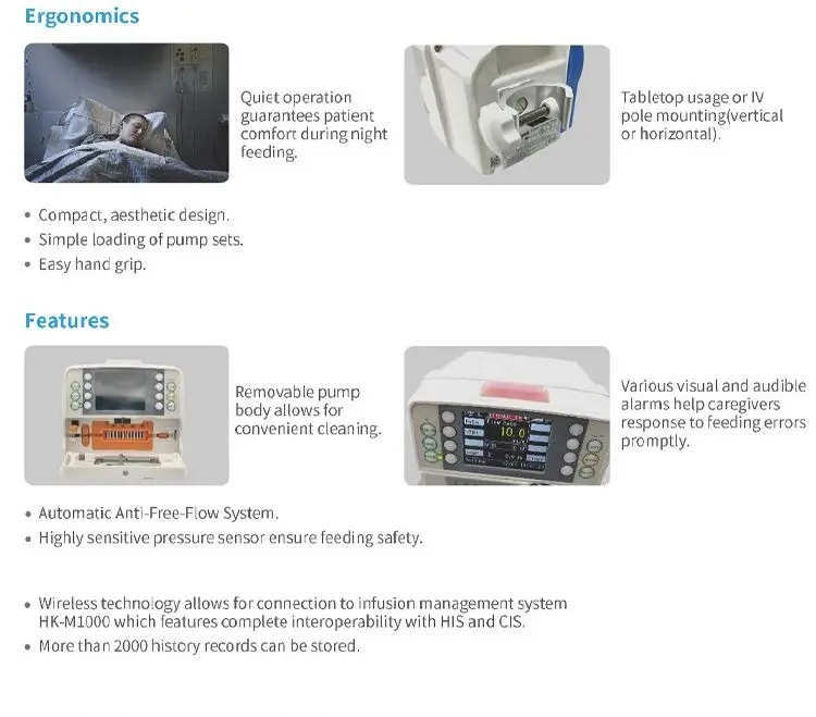 Hot Selling Medical Electric Enteral Feeding Pump Syringe Pump Infusion Pump for Nutrition Transportation
