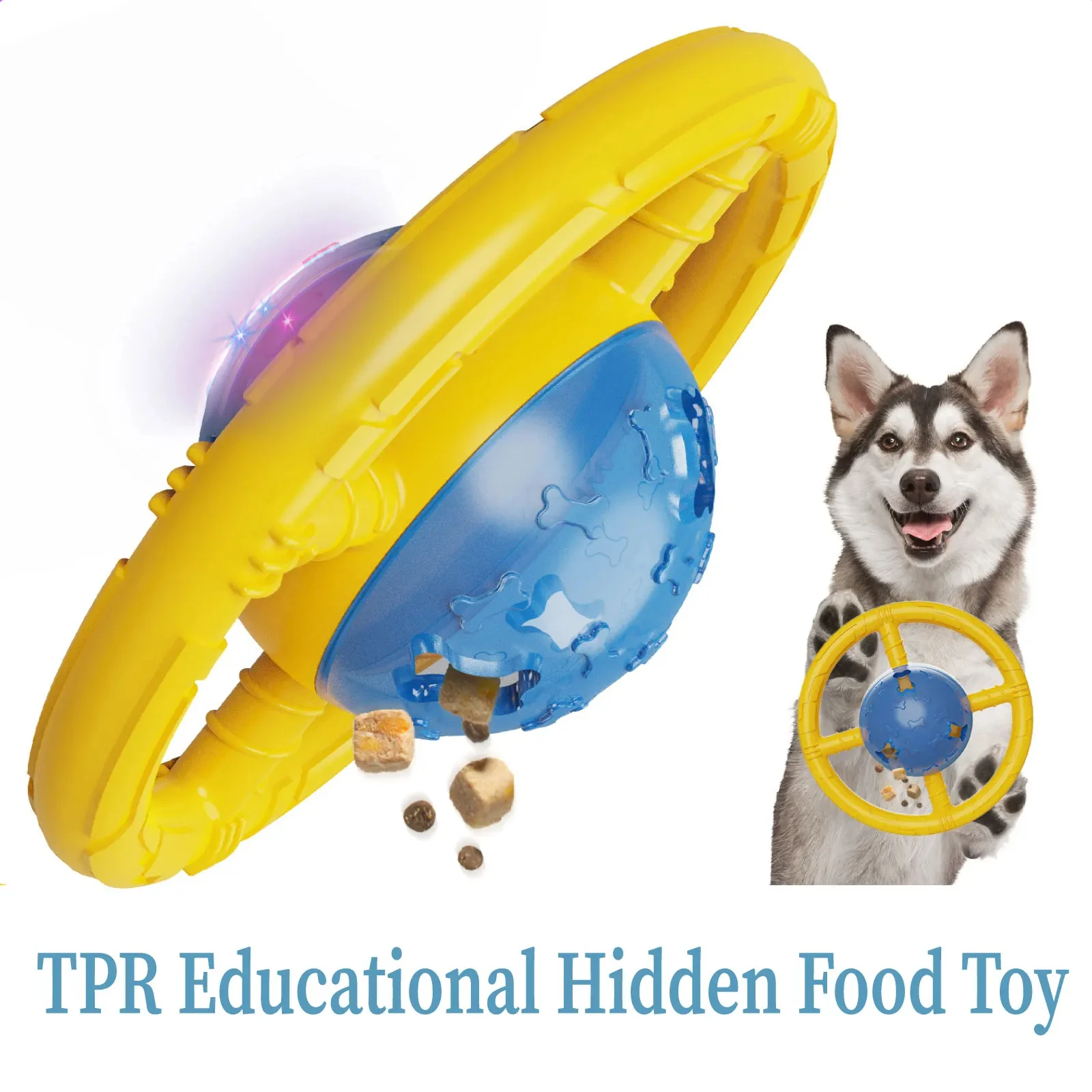 Steering wheel shape TPR Treat Dispensing Toy for Aggressive Chewers Interactive Slow Feeder Dog Puzzle Toys