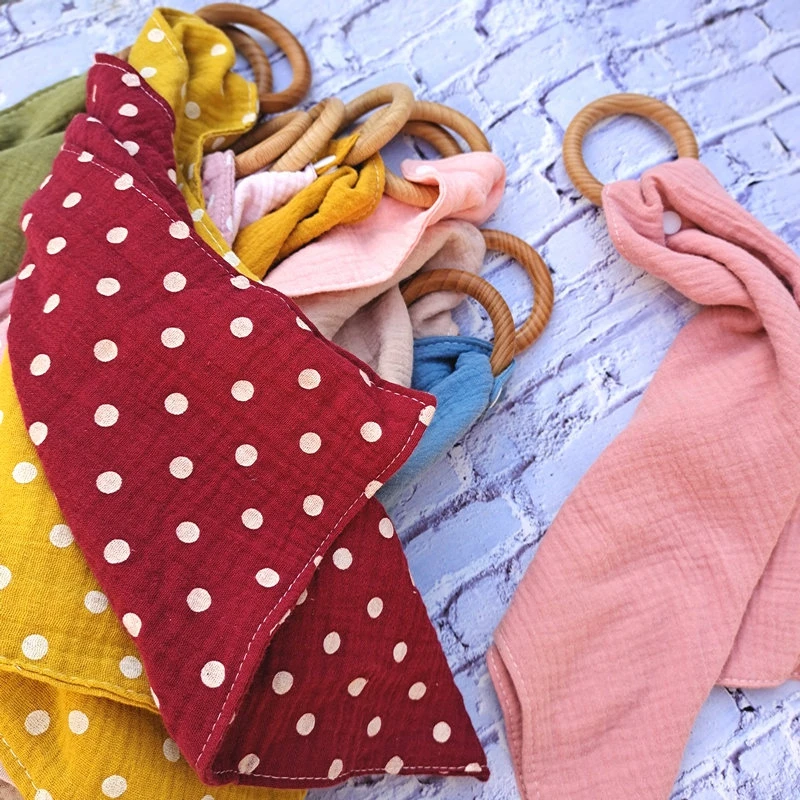 Удобная супермягкая поглощающая бандана из муслина и хлопка, детские нагрудники, Круглый прорезыватель из бука