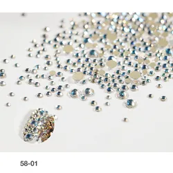 Aokitec Wholesale mix designs Nail Round Crystal 3d Glass Rhinestone Flat back Jewelry Set Glue For Nails Art