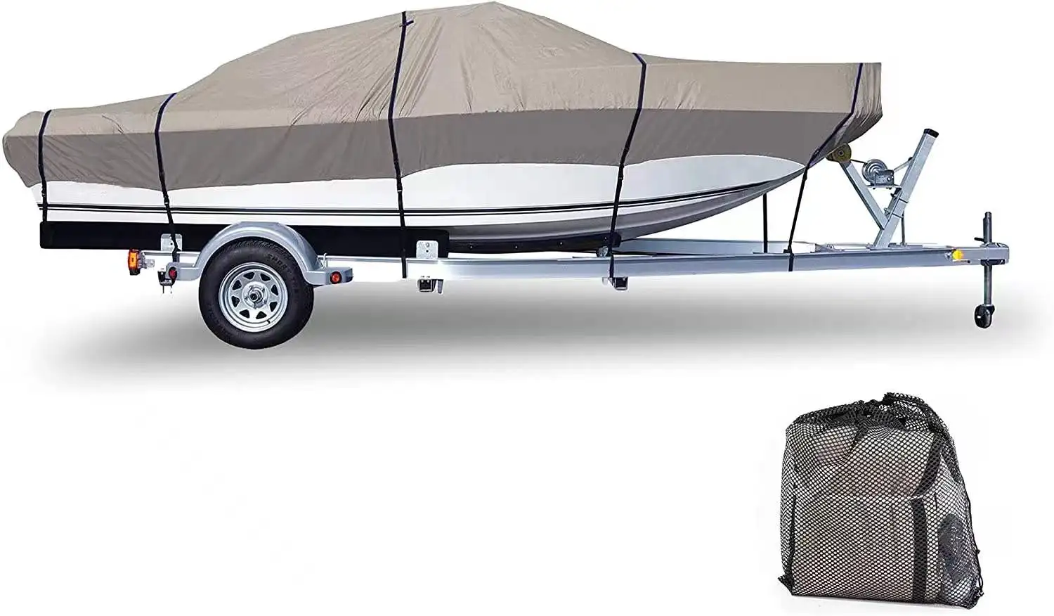 Heavy Duty 600D Marine Polyester Canvas Trailerable Waterproof Boat Cover