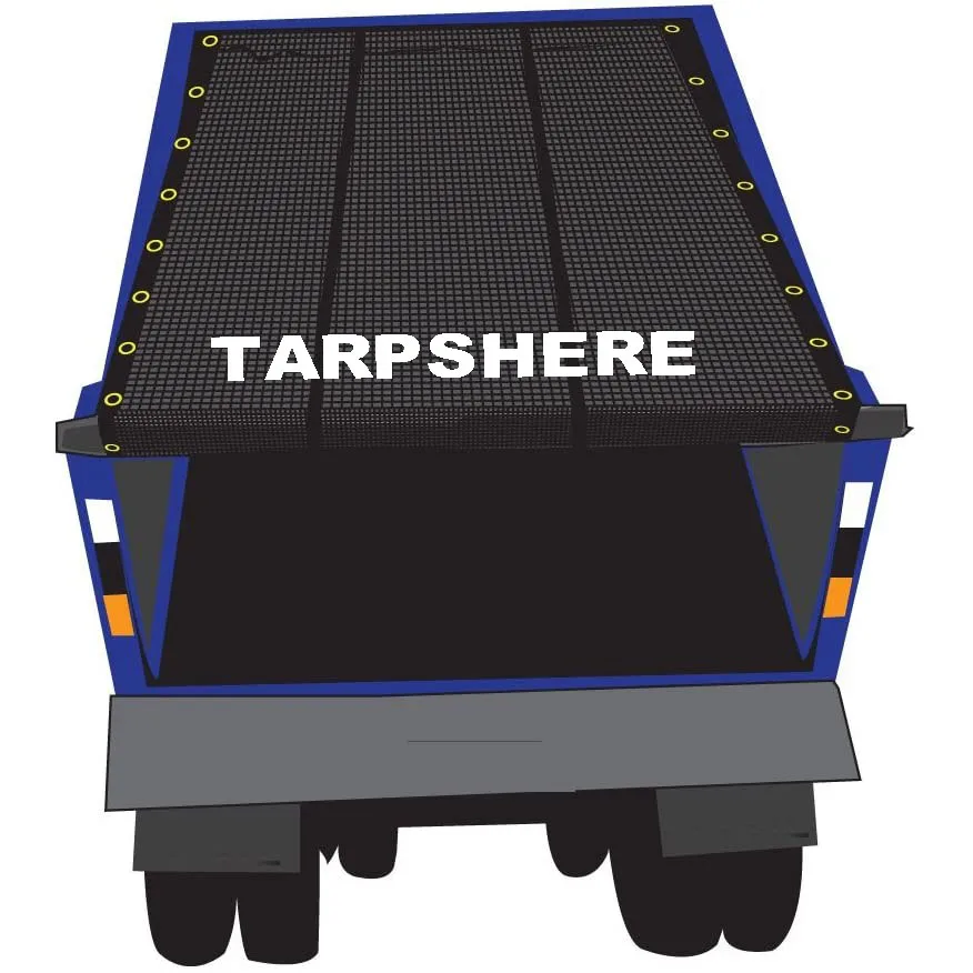 custom shade screen black heavy duty pvc vinyl coated polyester trailer dump truck mesh tarp for system