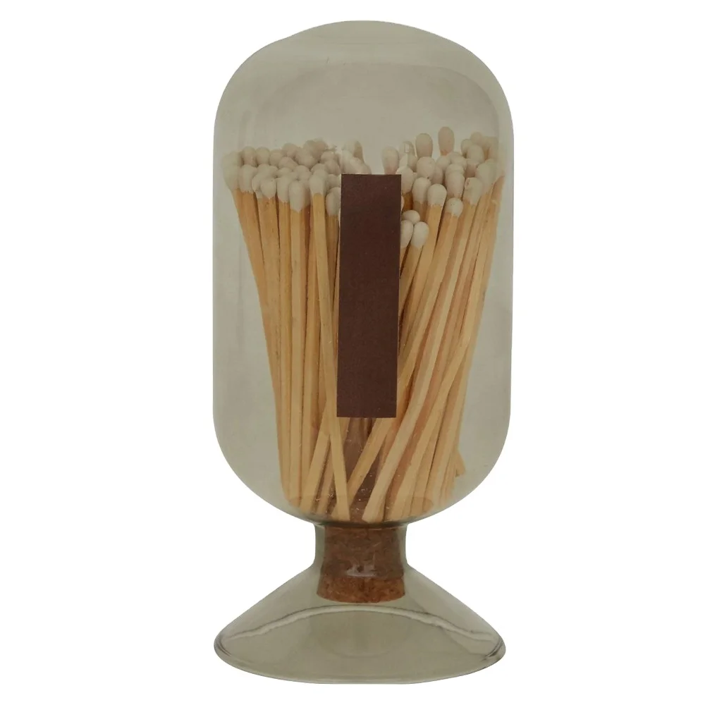 Unique Design of Colors and Sizes Glass Match Cloche Jars for White Matchsticks Packing