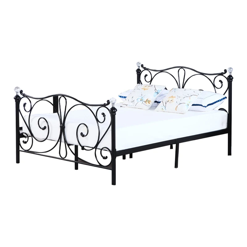 Latest design wrought iron metal platform bed in very cheap price metal double bed frame bedroom furniture twin durable
