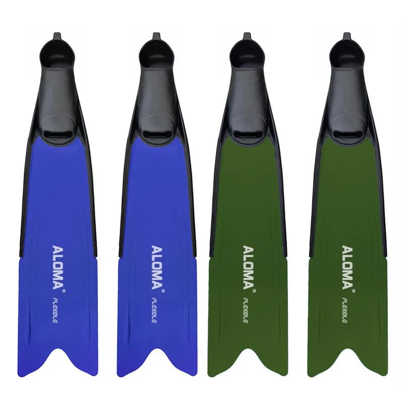 Aloma Full Pocket TPR PP Blade Spearfishing Diving Flippers Long Free Diving Rubber Swimming Fins for Adults