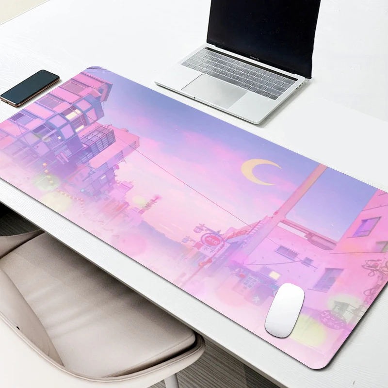 Ink Painting Large Mouse Pad Office Game Computer Keyboard Desk Pad Silica Gel Heat Transfer Fabric Surface Rubber Mouse Pad