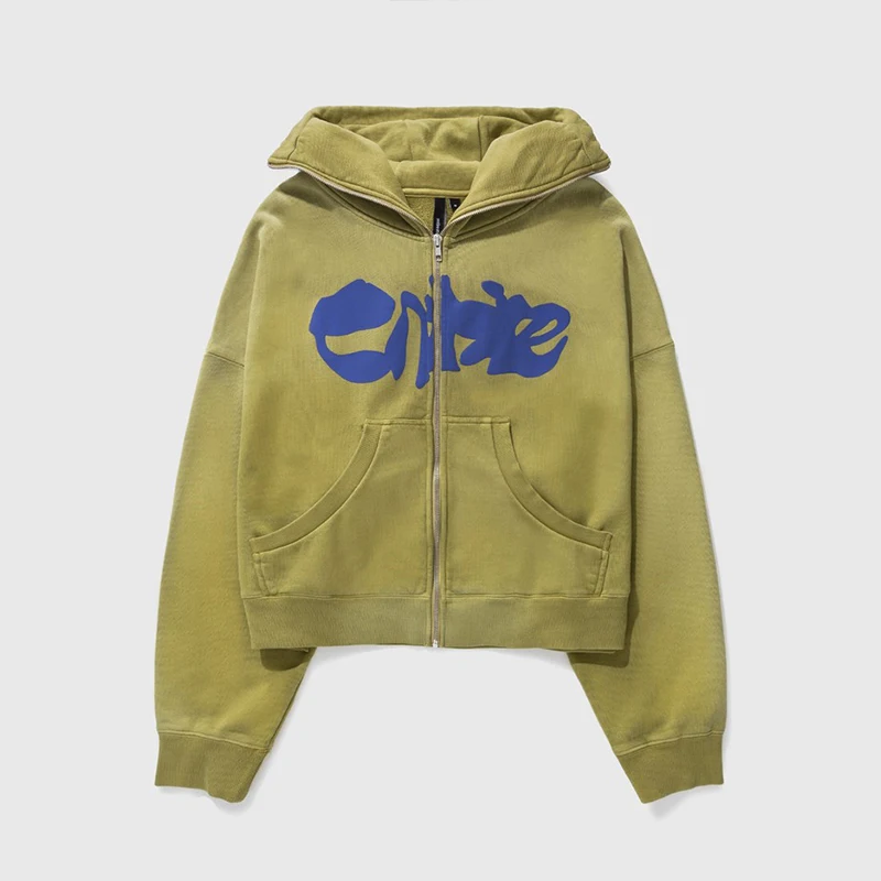 Custom Vintage High Quality Unisex Mens Zipper Hoodies Printed Logo 100% Cotton Zip Up Hoodies For Unisex