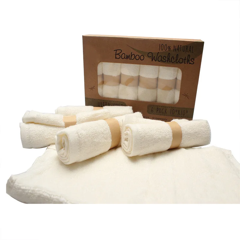 Home 25*25cm Solid Color Knitted Kids Towel New Baby Sustainable 100% Bamboo Microfiber Bath Child Shower Square Towel Sets