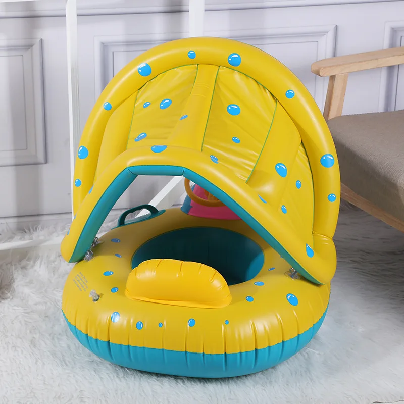 Hot Selling Adjustable Sunshade Inflatable Baby Swimming Float Seat Boat Inflatable Ring Kids Inflatable Boat Seat