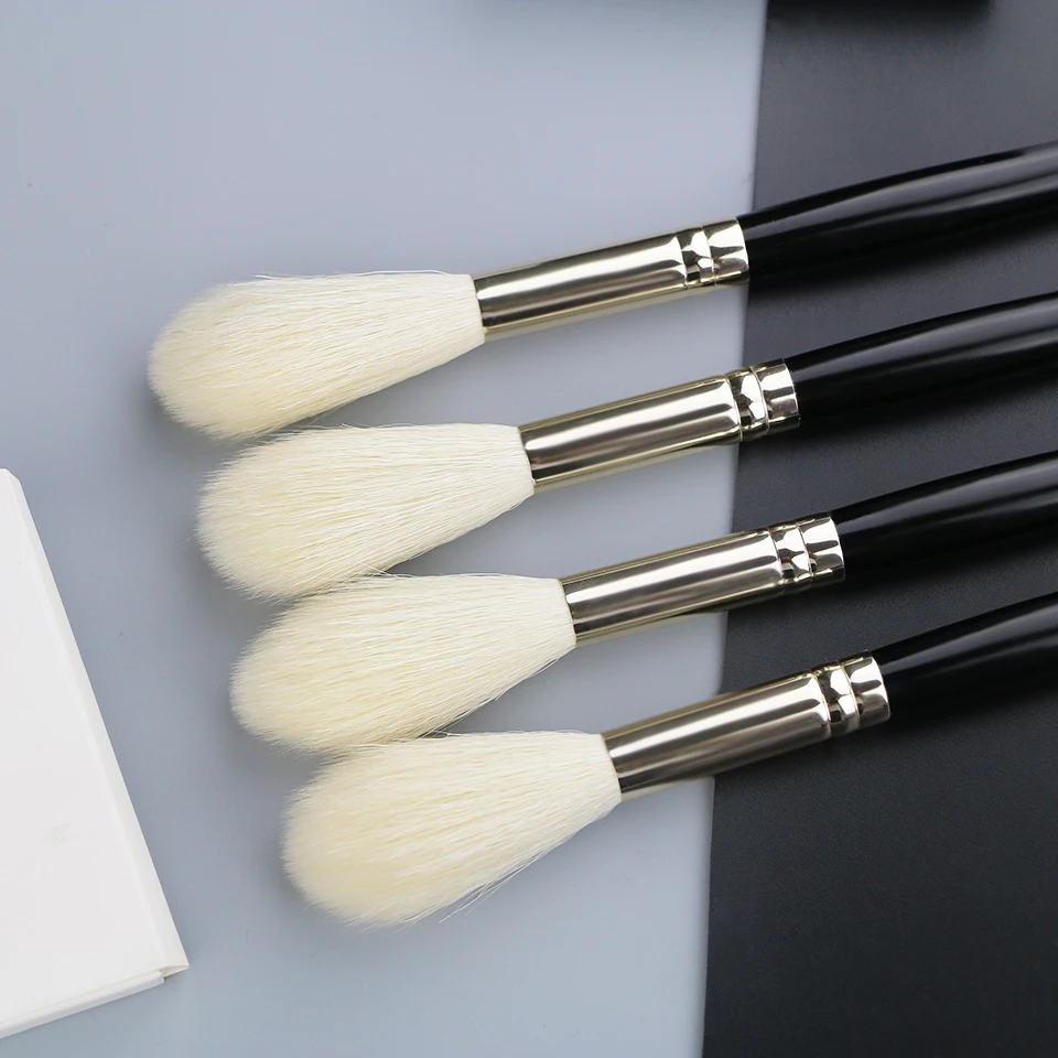 BEILI высококачественная кисть для хайлайтера из козьей шерсти, белая натуральная Кисть для макияжа с логотипом, производство кистей для макияжа, бесплатные образцы, 1 шт.