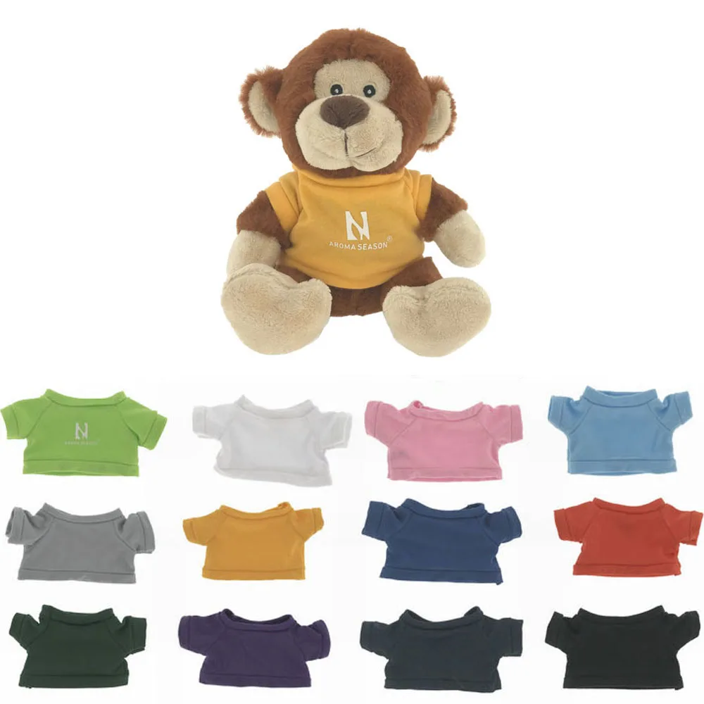 Custom logo zoo stuffed animals plush toy monkey with tshirt  for promotion gifts