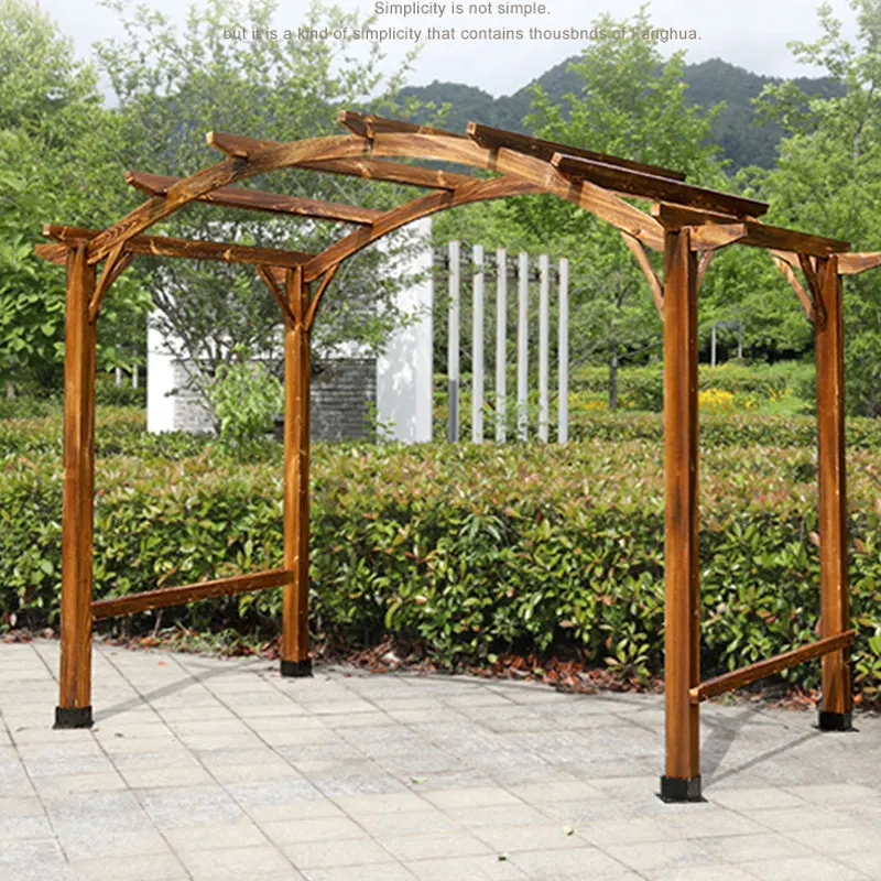 Outdoor garden landscape wedding scene decorated with solid wood pavilion cool grape  pavilion
