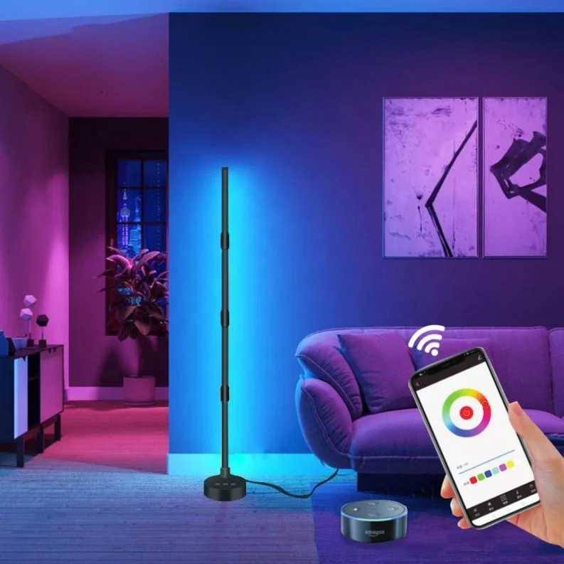 Минималистичный RGB-светильник с дистанционным управлением, вертикальный многоцветный меняющийся Угловой светодиодный светильник для гостиной