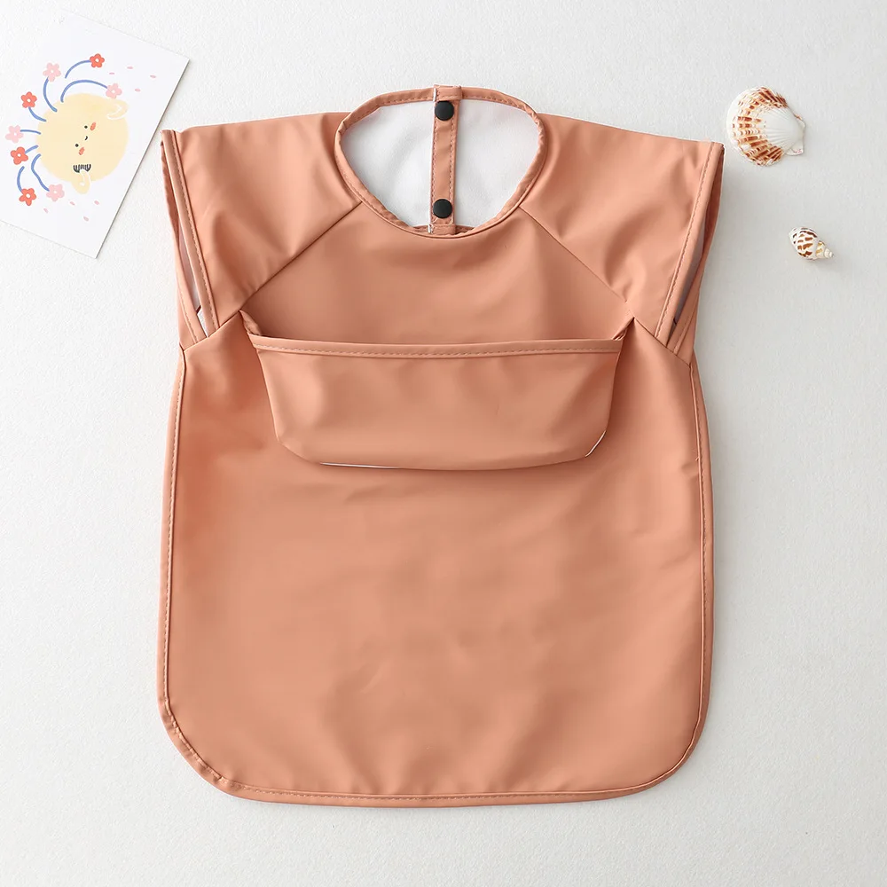 OEM polyurethane (PU) Waterproof baby bib apron with pocket  kids  Apron Great Travel Bib for Baby Great Travel Bib for Baby Eat