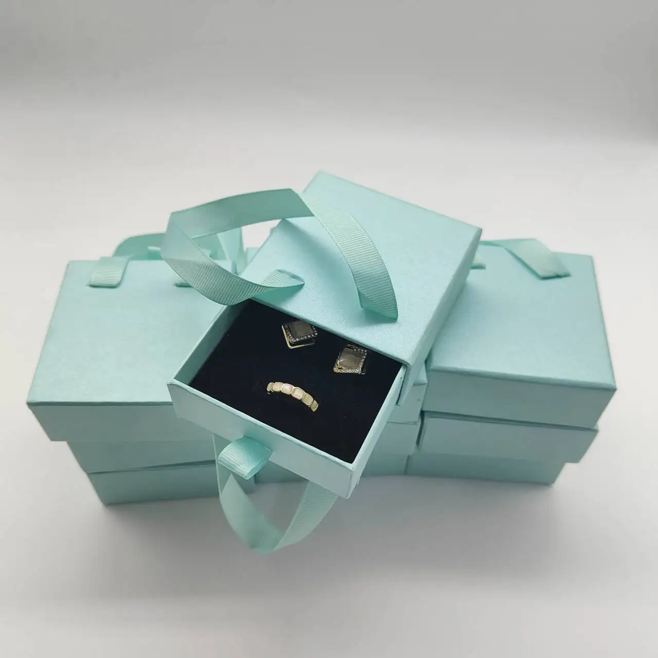 24 Pack Pink Teal Gift Box With Lid and Ribbon Luxury Packaging Paper Drawer for Wedding Birthday Jewelry
